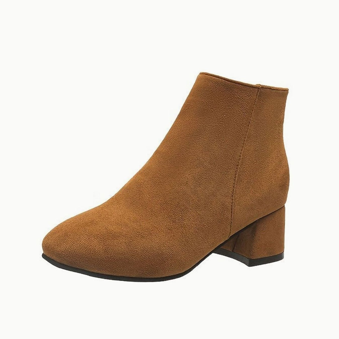 Dames Suède-Look Enkellaarsjes met Blokhak en Rits