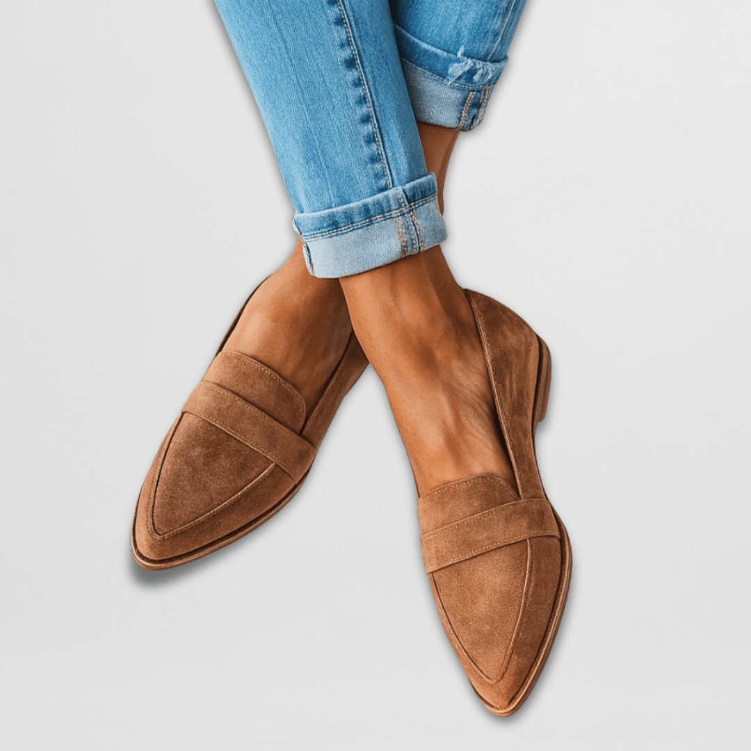 Dames Suède Puntneus Orthopedische Instap Loafers - Bruin