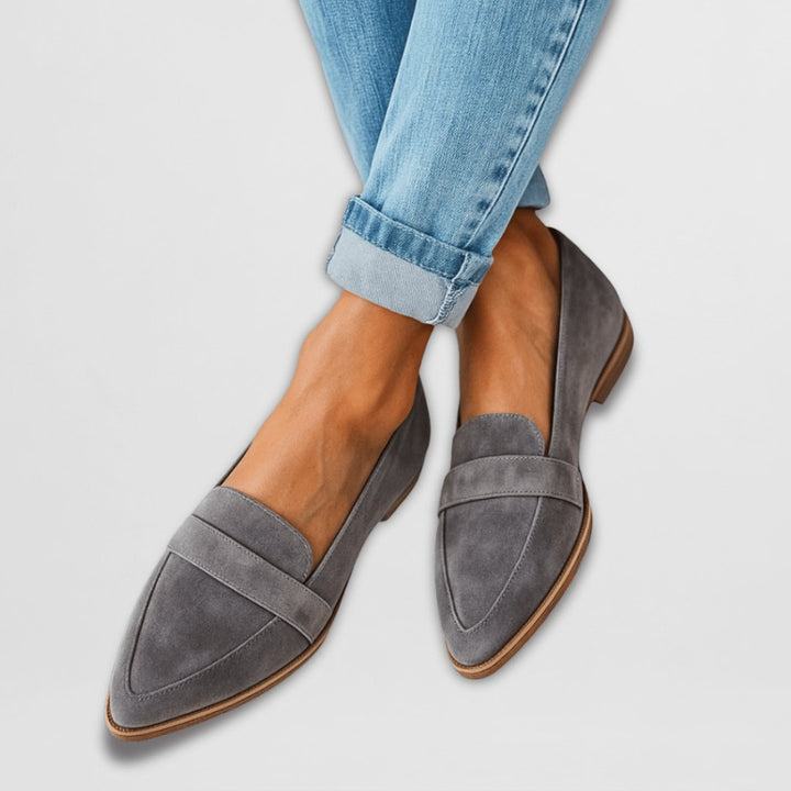 Dames Suède Puntneus Orthopedische Instap Loafers - Grijs