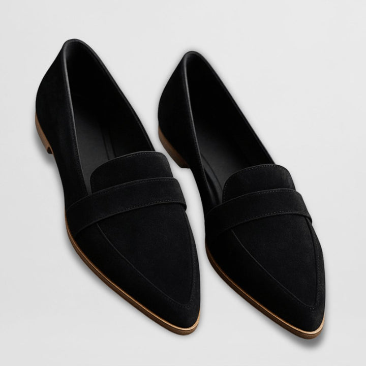 Dames Suède Puntneus Orthopedische Instap Loafers - Zwart