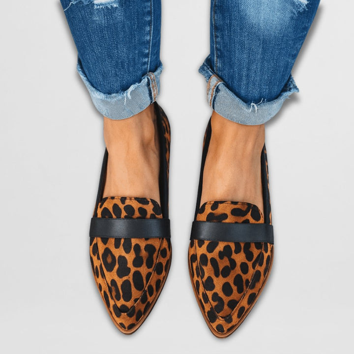 Dames Suède Puntneus Orthopedische Instap Loafers - Luipaard