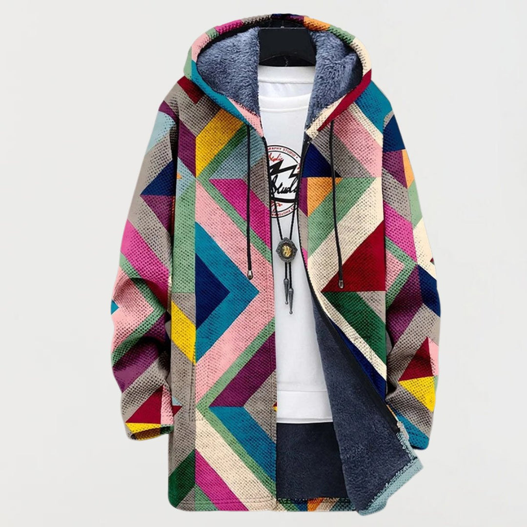 Dames Sweater Geometrische Fleece Hoodie Vest Veelkleurig - Veelkleurig