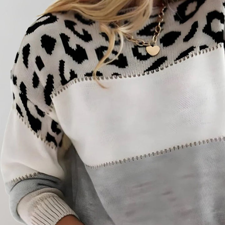 Dames Sweater Luipaardprint Colorblock Gebreide Trui