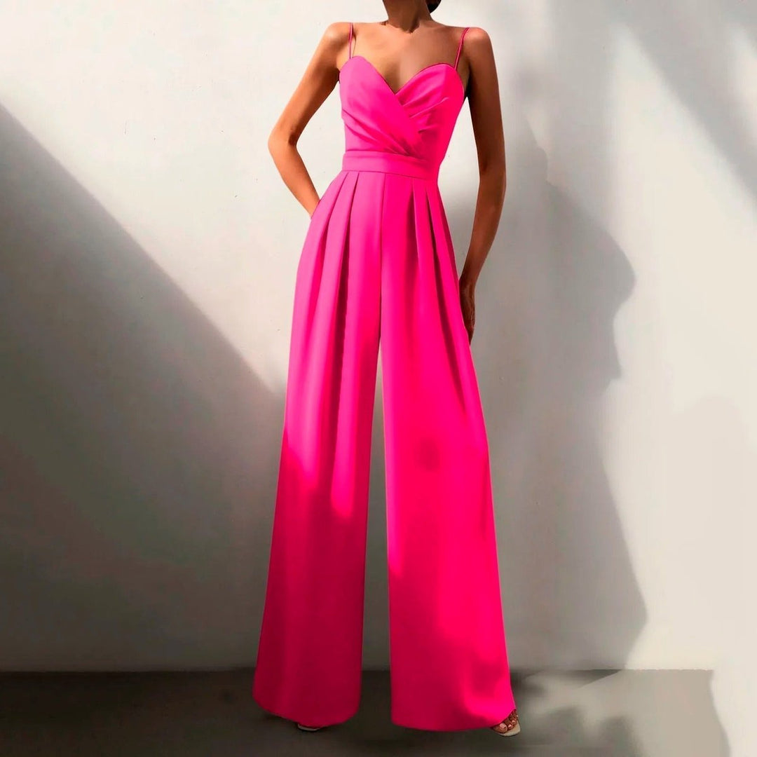 Dames Sweetheart Spaghetti Bandje Wide Leg Jumpsuit - Pink