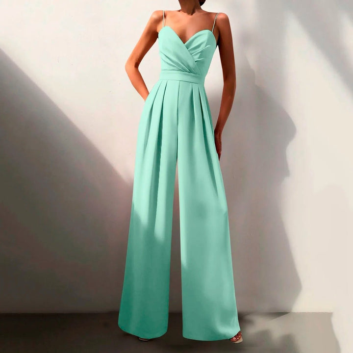 Dames Sweetheart Spaghetti Bandje Wide Leg Jumpsuit - Green
