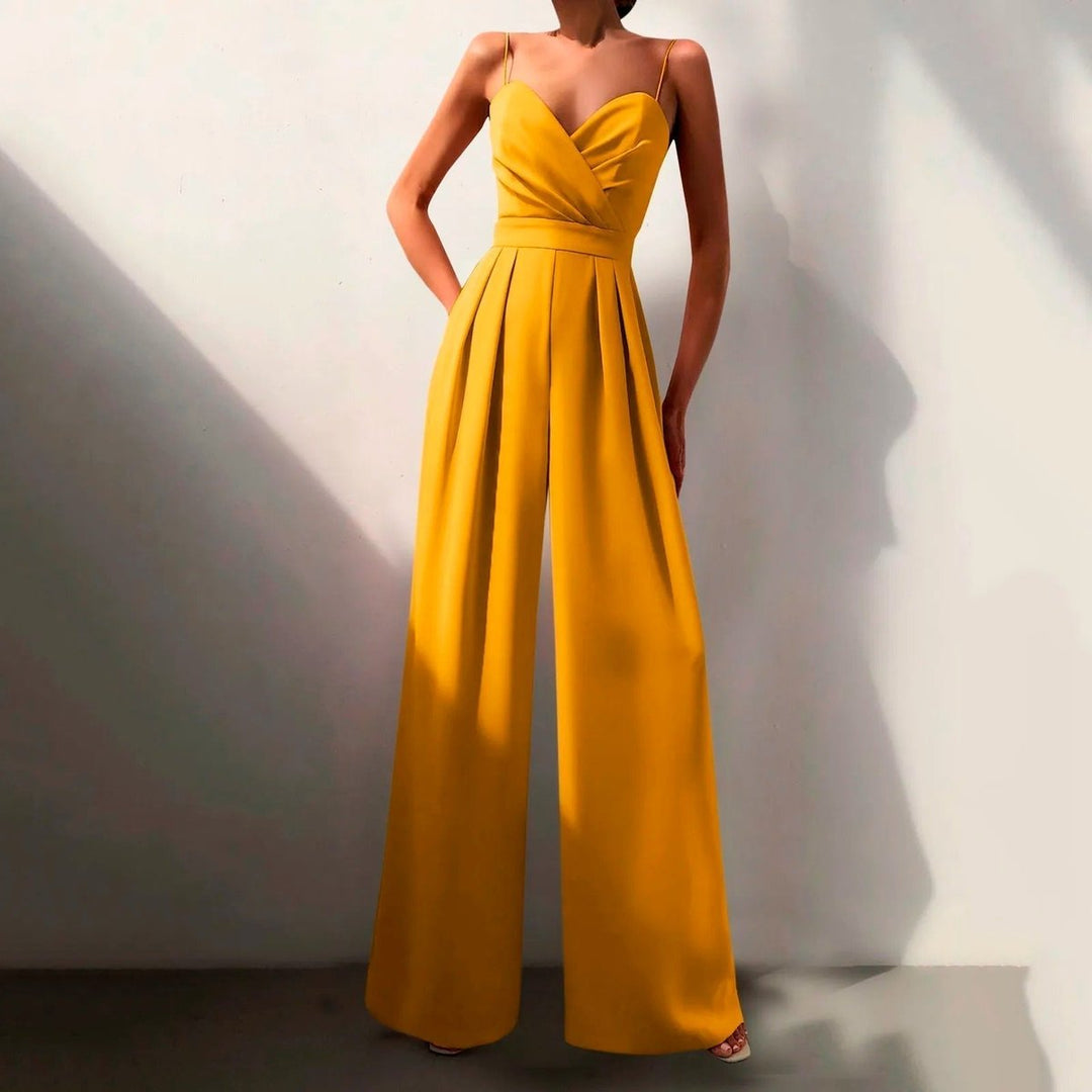 Dames Sweetheart Spaghetti Bandje Wide Leg Jumpsuit - Yellow