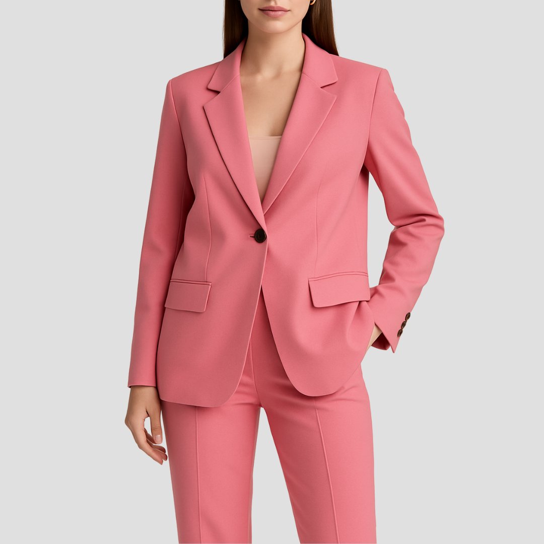 Dames Tailored Two-piece Crepe Blazer Pak - Pink
