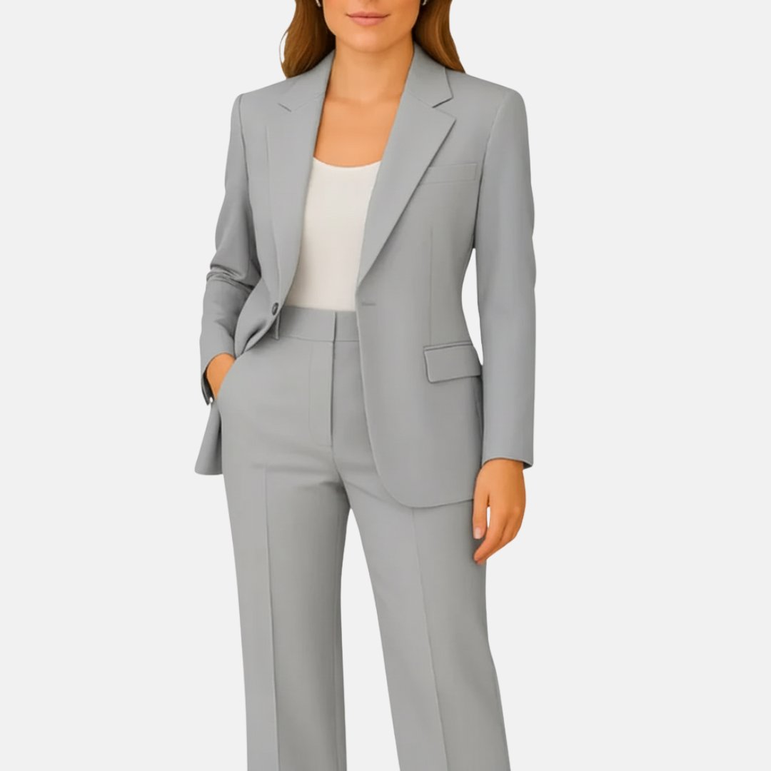 Dames Tailored Two-piece Crepe Blazer Pak - Grey