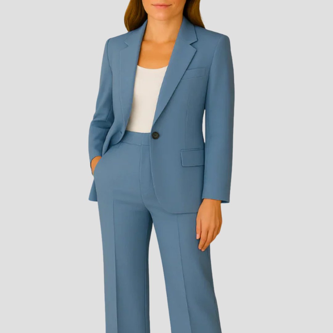 Dames Tailored Two-piece Crepe Blazer Pak - Blue