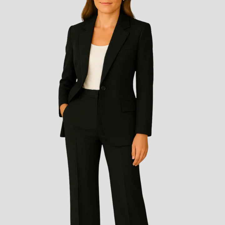 Dames Tailored Two-piece Crepe Blazer Pak - Black