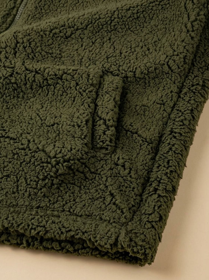 Dames Teddy Jas met Capuchon Open Voorkant Pluche Fleece