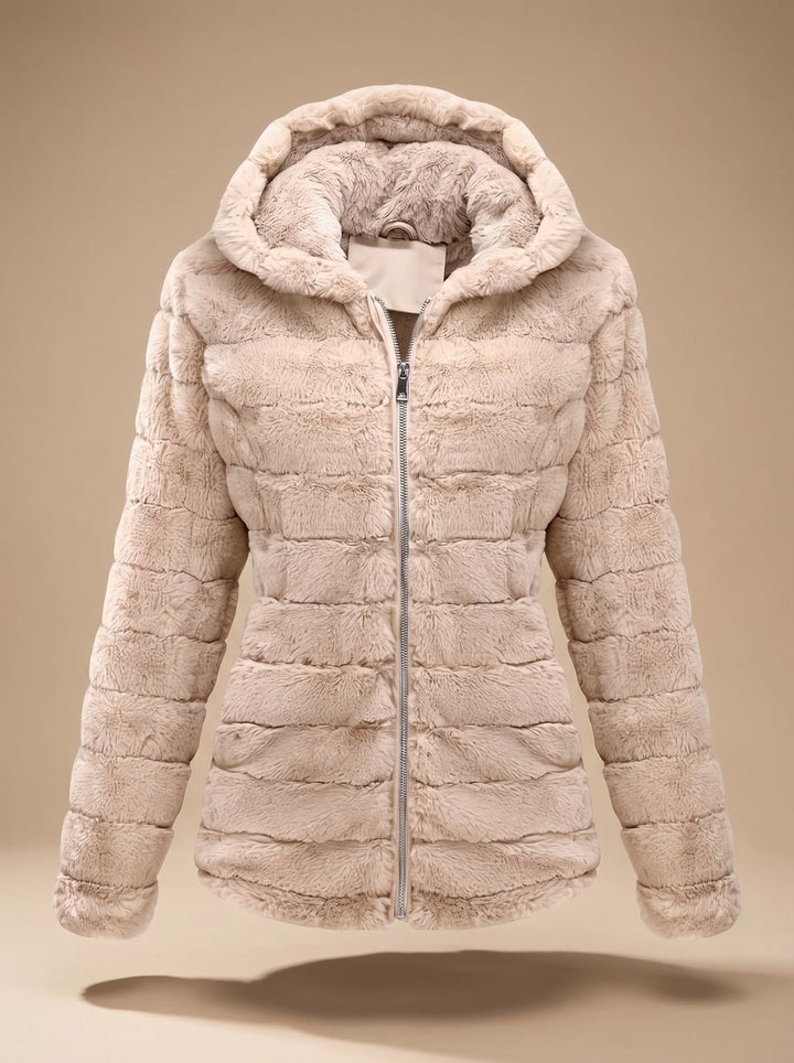 Dames Teddy Jas met Capuchon Rits Nepbont Regular Fit