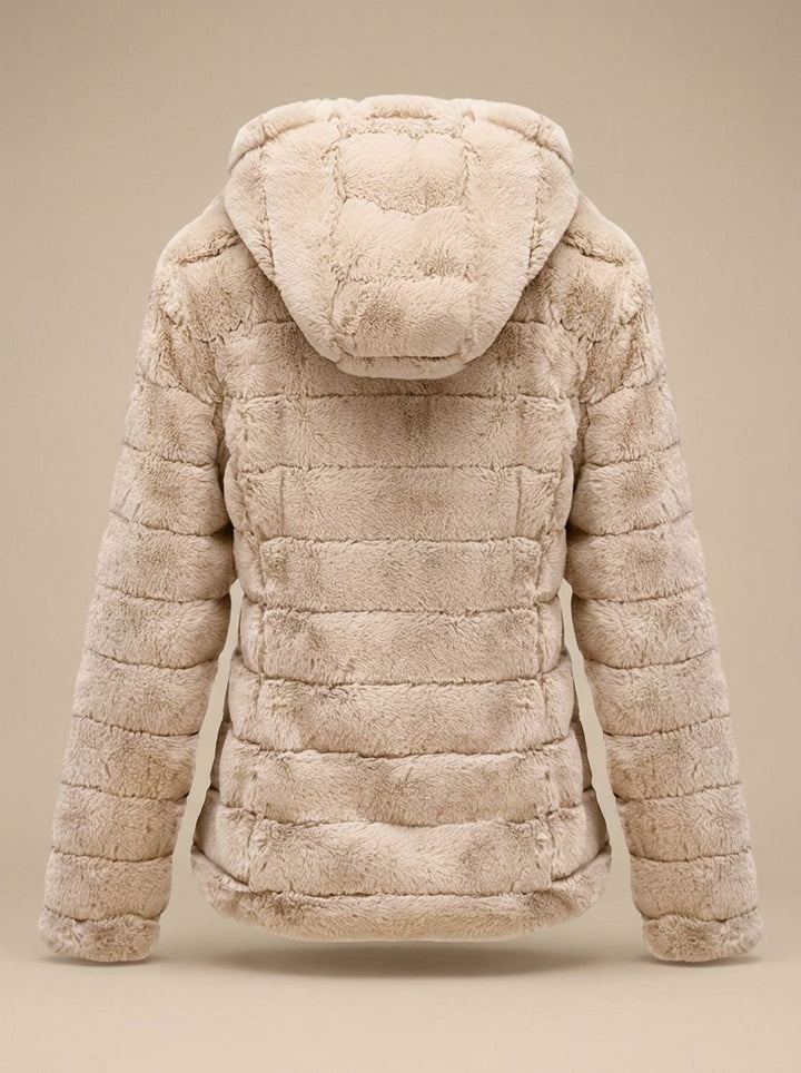 Dames Teddy Jas met Capuchon Rits Nepbont Regular Fit