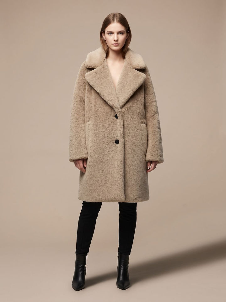 Dames Teddy Jas Relaxed Fit Knoop Midi Coat - Bruin