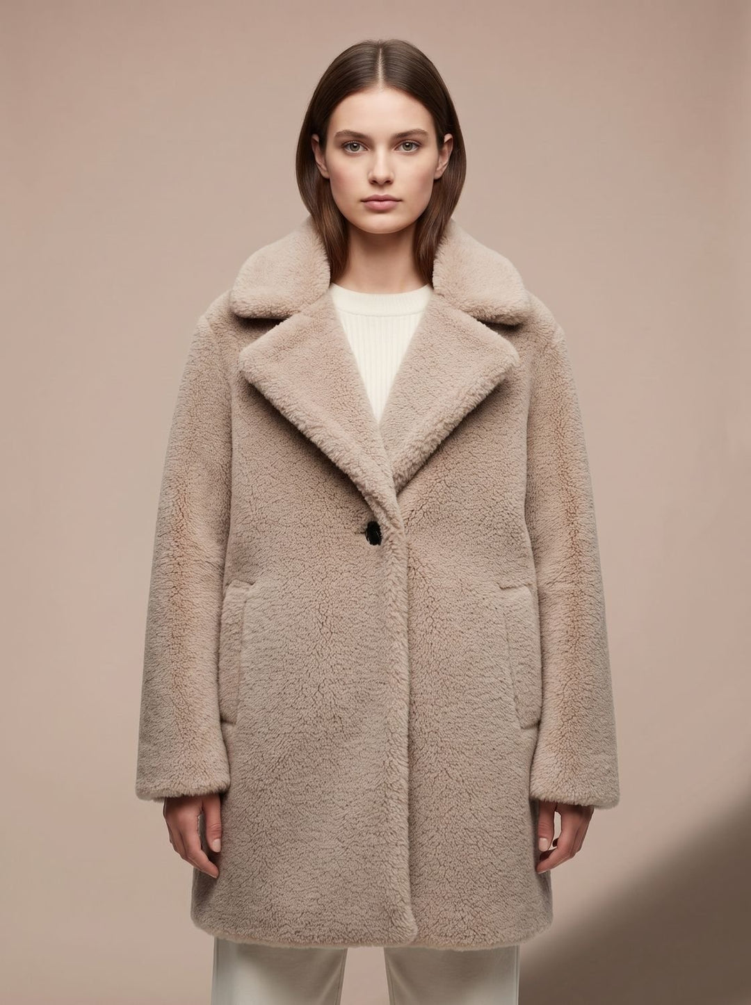 Dames Teddy Jas Relaxed Fit Knoop Midi Coat
