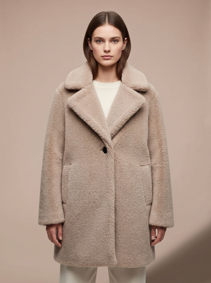 Dames Teddy Jas Relaxed Fit Knoop Midi Coat