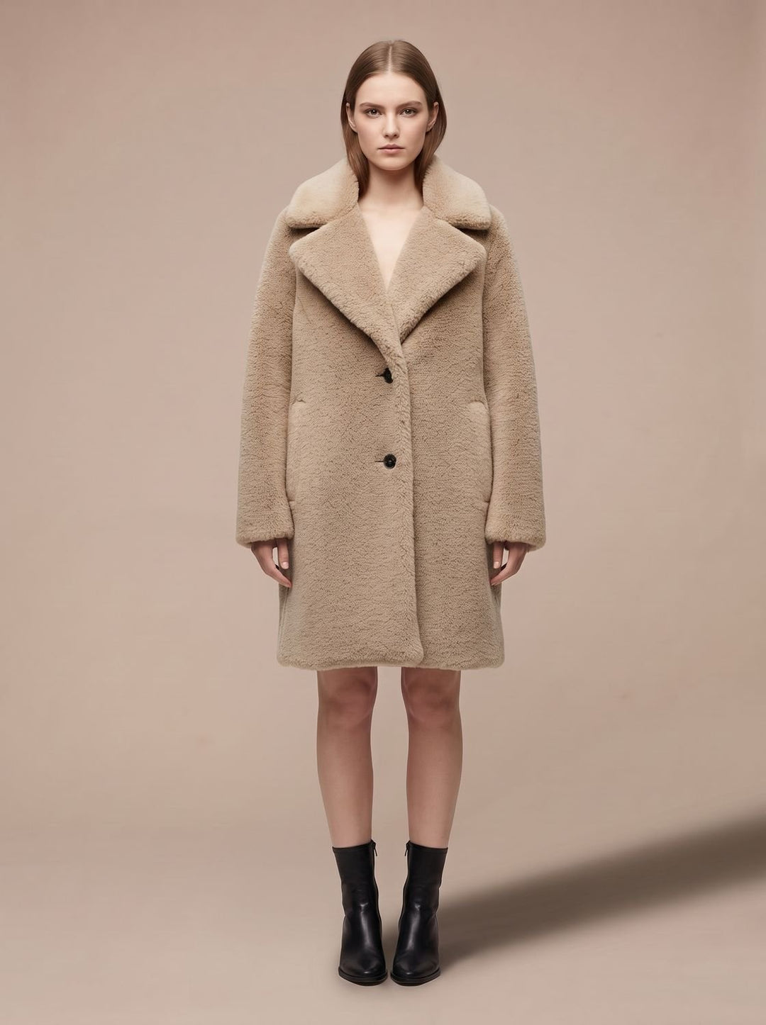 Dames Teddy Jas Relaxed Fit Knoop Midi Coat
