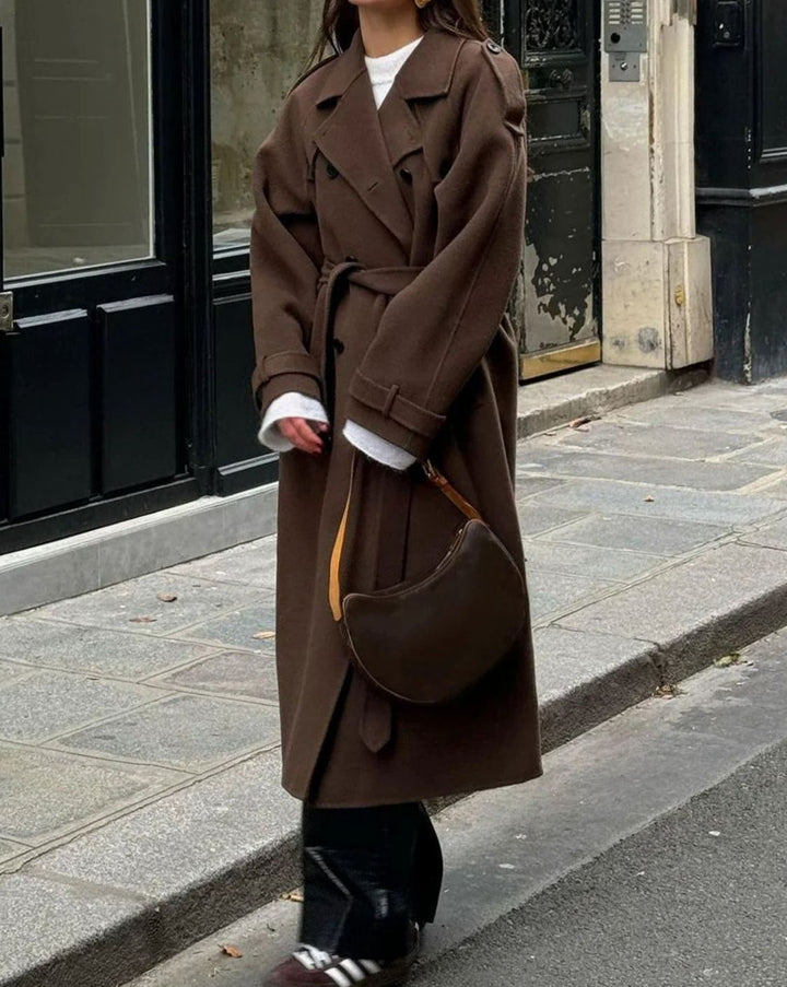 Dames Trenchcoat Winterjas Dubbelrijig Ceintuur Relaxed Fit