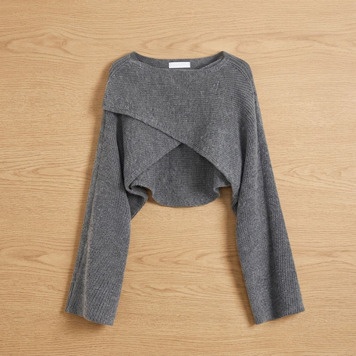 Dames Tweedelige Set Gebreide Cropped Top Wijdbeense Broek
