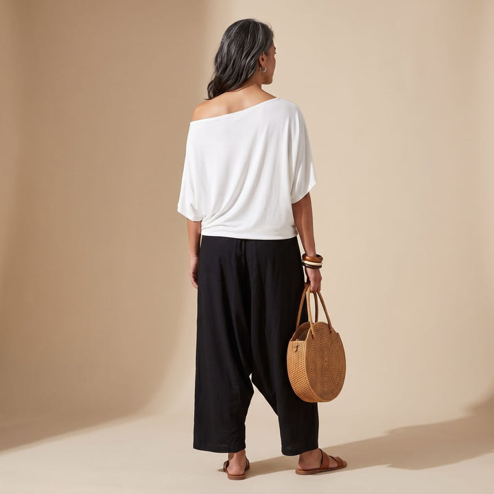 Dames Tweedelige Set Off-Shoulder Top Wijde Broek Boho Co-ord