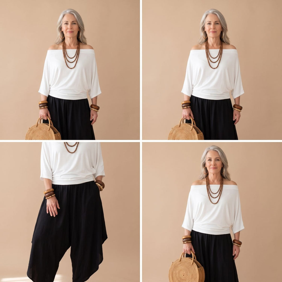 Dames Tweedelige Set Off-Shoulder Top Wijde Broek Boho Co-ord