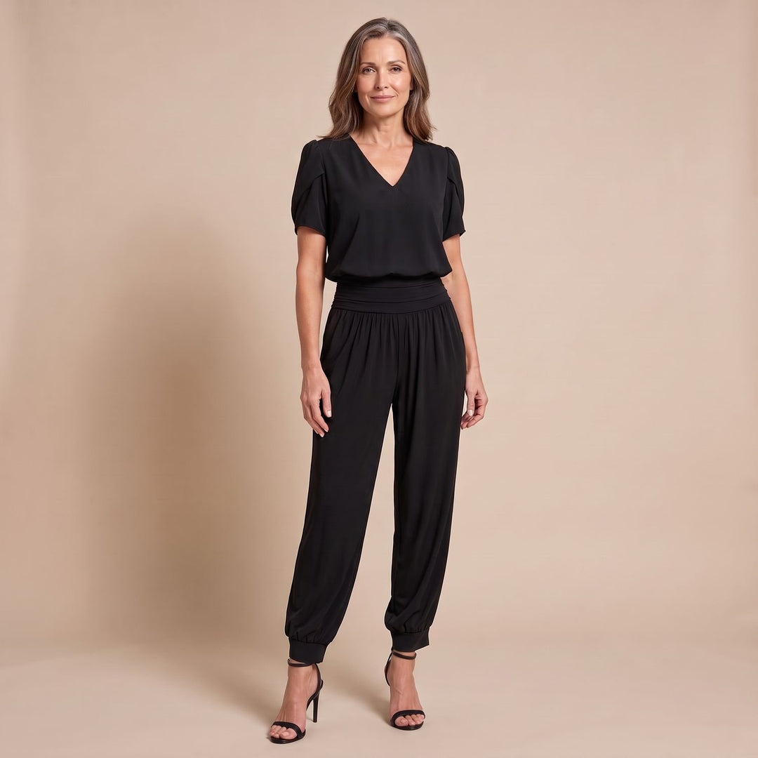 Dames Tweedelige Set V-hals Top Joggingbroek