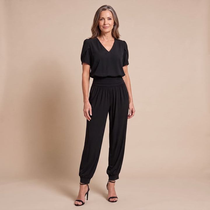 Dames Tweedelige Set V-hals Top Joggingbroek