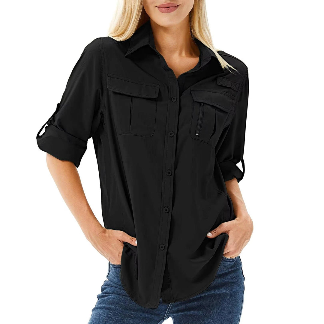 Dames UPF 50 Lange Mouw Wandel Outdoor Shirt - Black