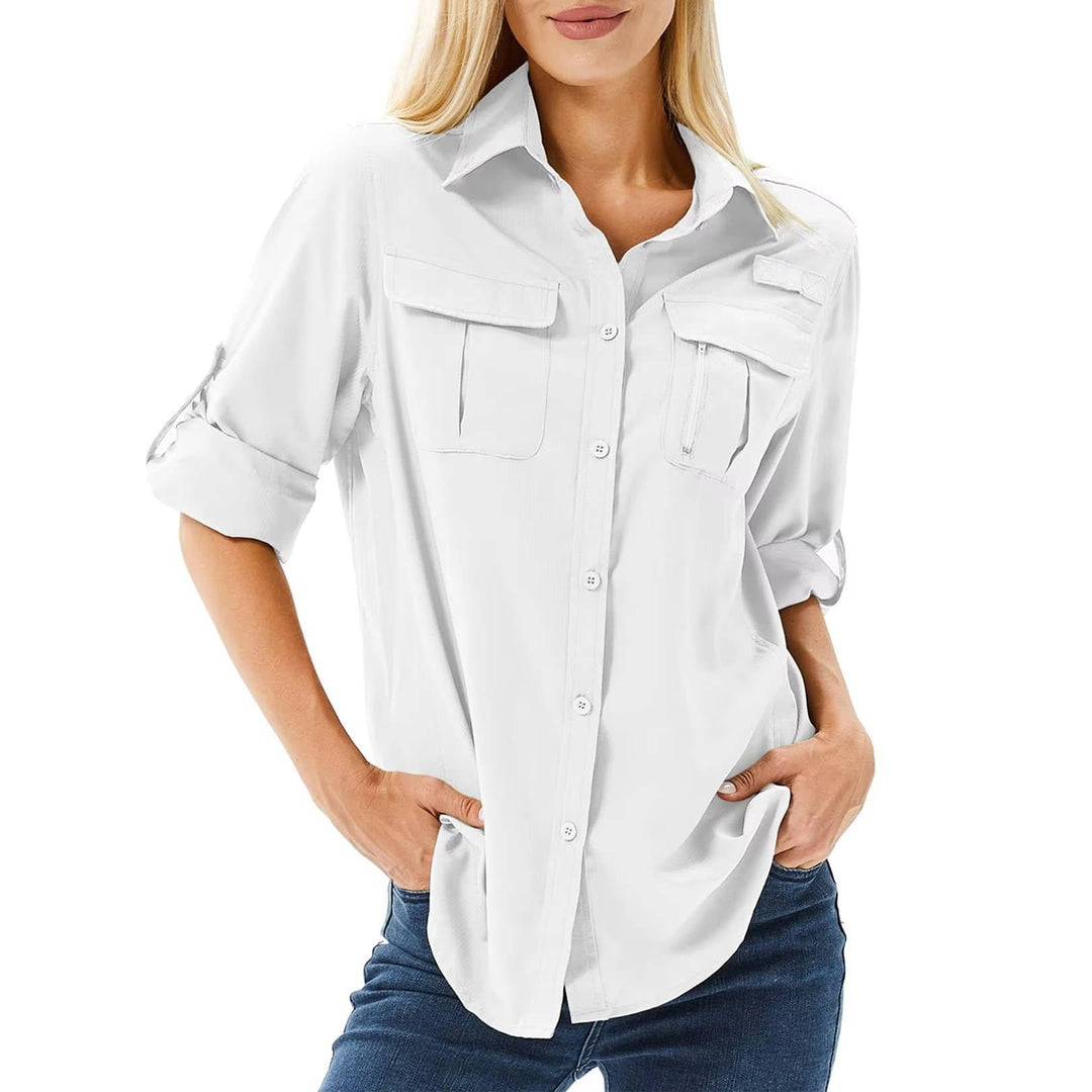 Dames UPF 50 Lange Mouw Wandel Outdoor Shirt - White