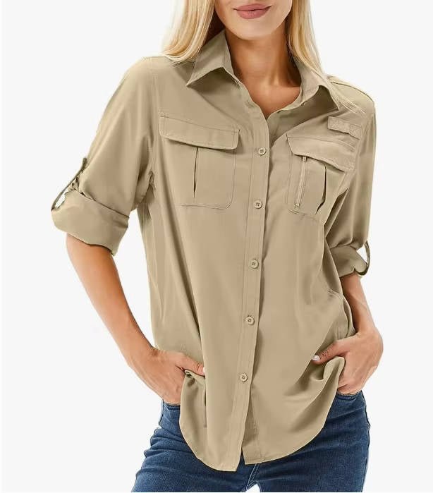 Dames UPF 50 Lange Mouw Wandel Outdoor Shirt - Yellow