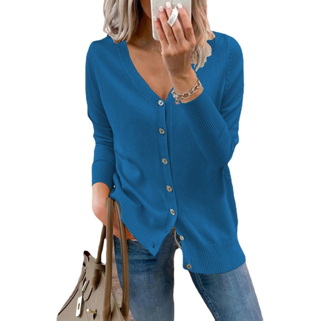 Dames V-hals Gebreide Cardigan Knoopsluiting Lange Mouwen