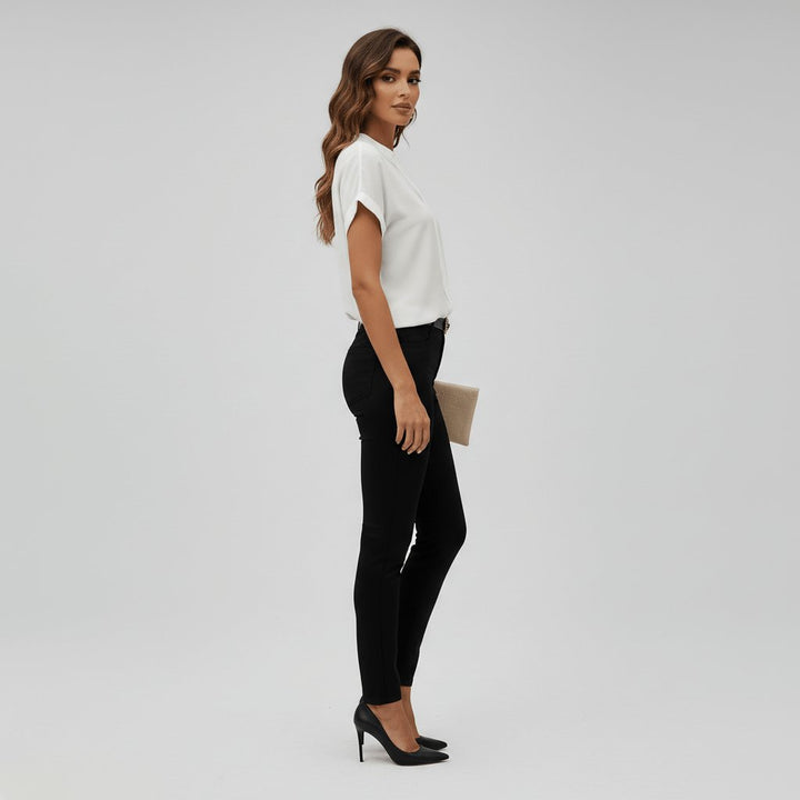 Dames V-hals Korte Mouw Relaxed-Fit Blouse