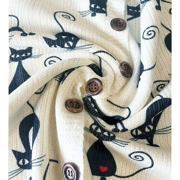 Dames Vintage Botanisch Geprinte Gebreide Cardigan met Knoopsluiting