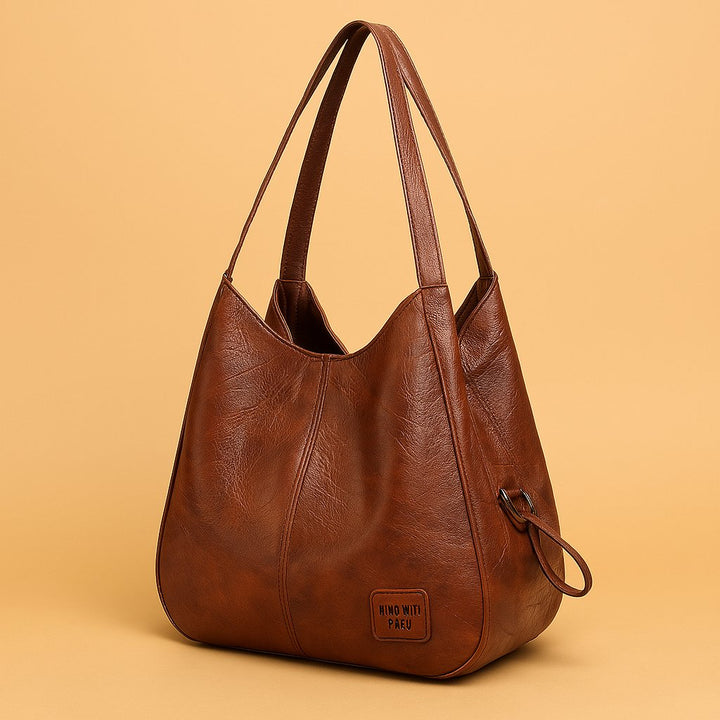 Dames Vintage Leren Schoudertas Ruime Hobo Handtas - Brown