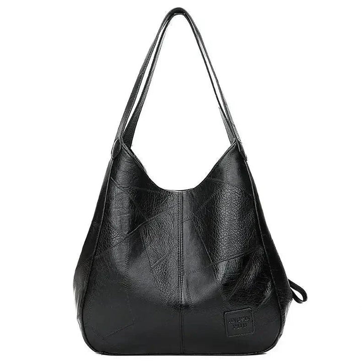 Dames Vintage Leren Schoudertas Ruime Hobo Handtas - Black