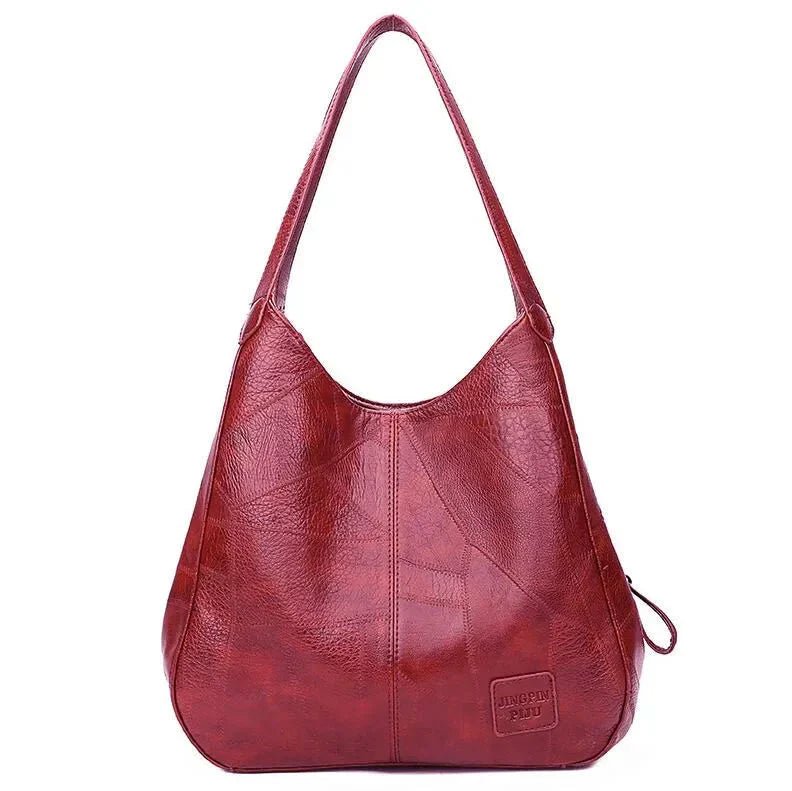 Dames Vintage Leren Schoudertas Ruime Hobo Handtas - Red