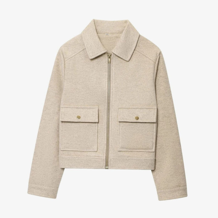 Dames Vintage Staande Kraag Wollen KortJas - Khaki