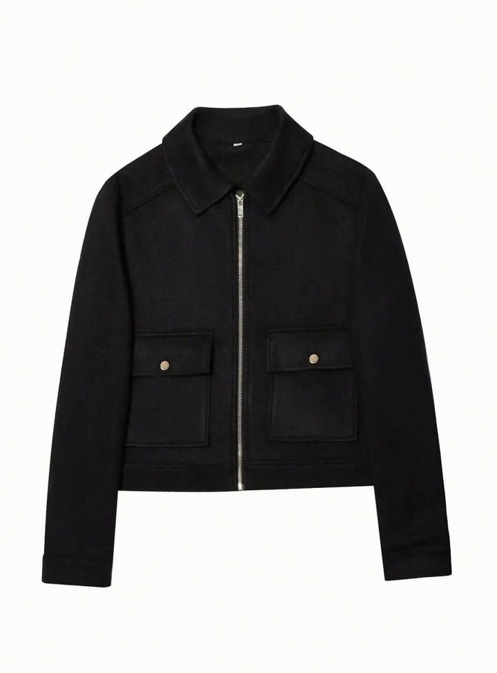 Dames Vintage Staande Kraag Wollen KortJas