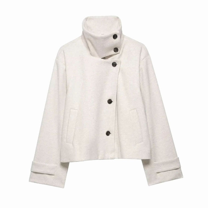 Dames Vintage Staande Kraag Wollen KortJas