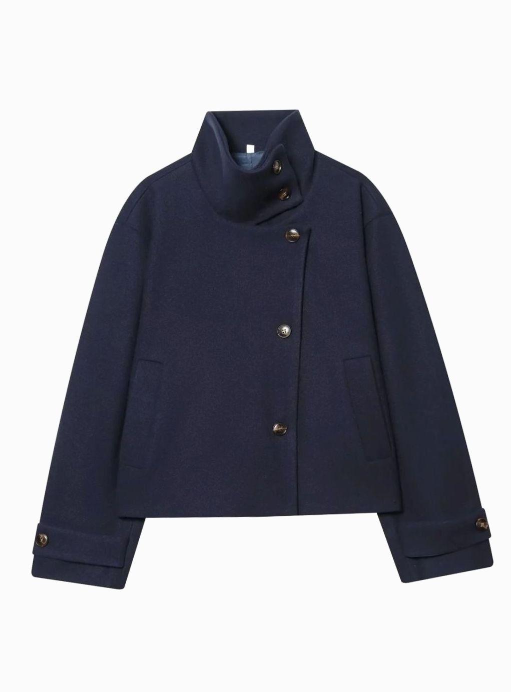 Dames Vintage Staande Kraag Wollen KortJas