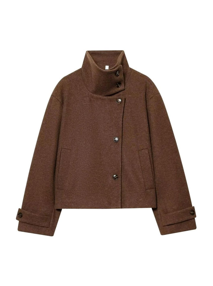 Dames Vintage Staande Kraag Wollen KortJas