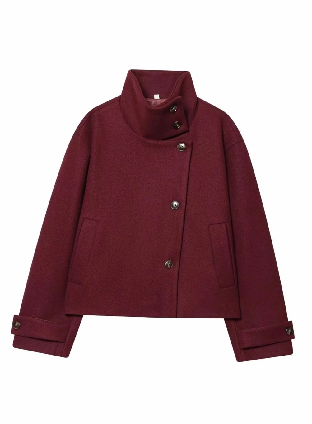 Dames Vintage Staande Kraag Wollen KortJas