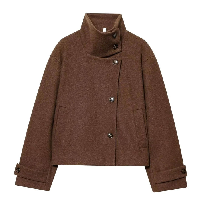 Dames Vintage Staande Kraag Wollen KortJas