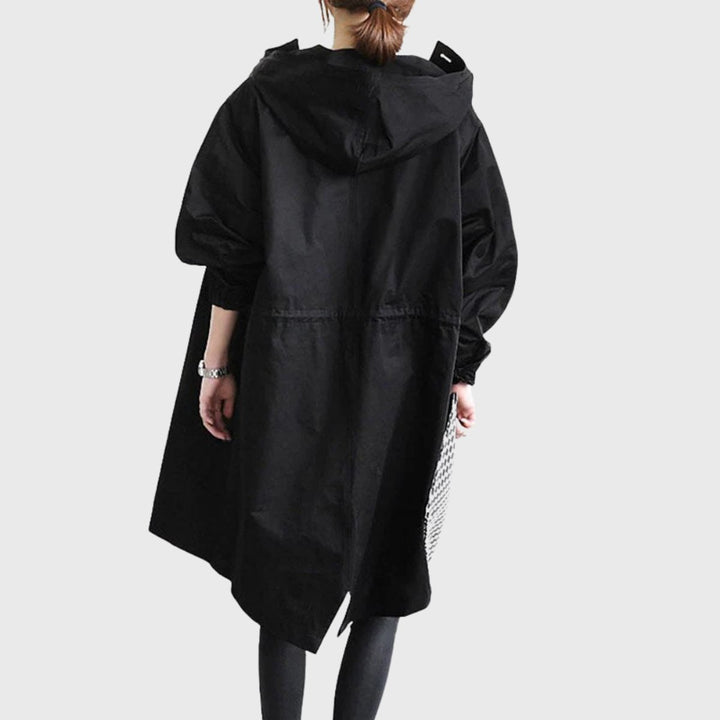Dames Waterafstotende Hooded Lang Trench Coat