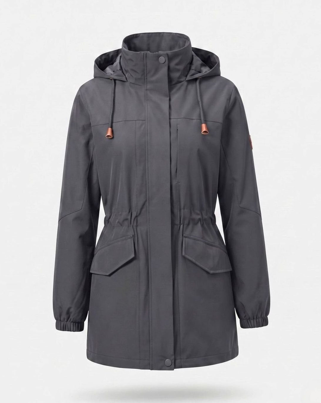 Dames Waterafstotende Parka met Capuchon en Taillekoordje - Heren Militairgrijs