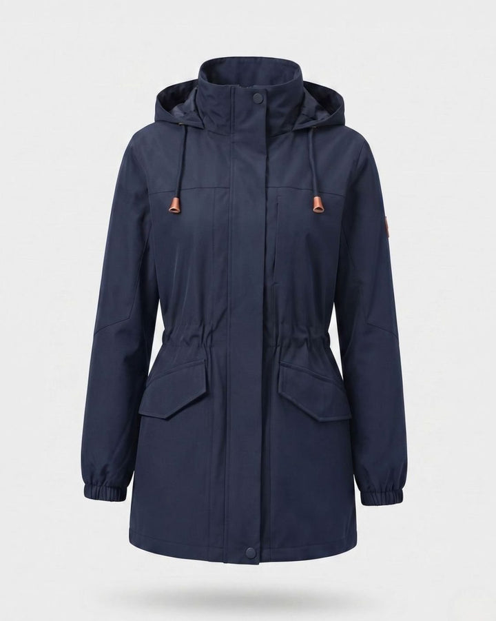 Dames Waterafstotende Parka met Capuchon en Taillekoordje - Heren Donkerblauw