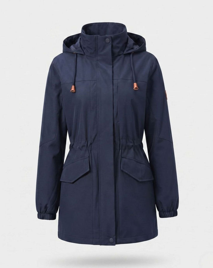 Dames Waterafstotende Parka met Capuchon en Taillekoordje - Dames Donkerblauw