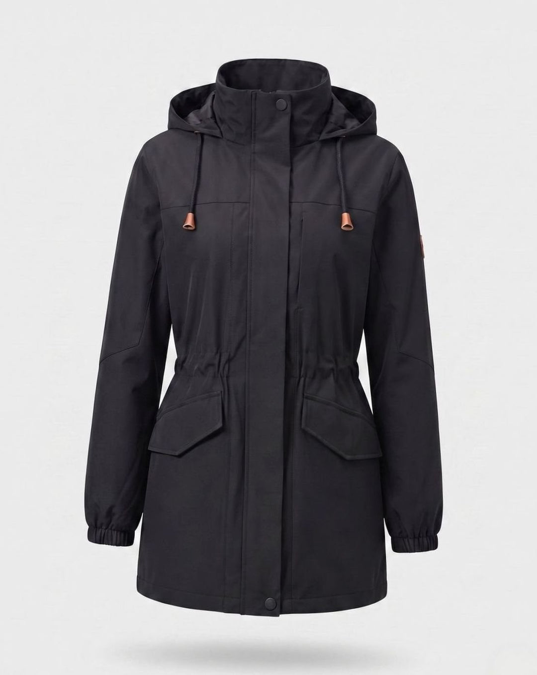 Dames Waterafstotende Parka met Capuchon en Taillekoordje - Heren Zwart