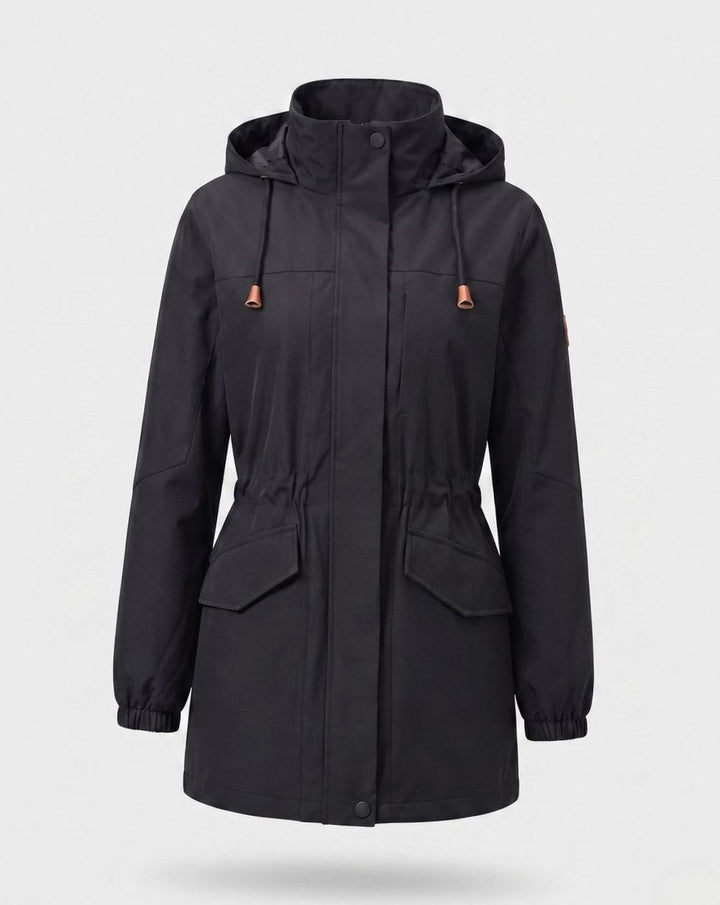 Dames Waterafstotende Parka met Capuchon en Taillekoordje - Heren Zwart