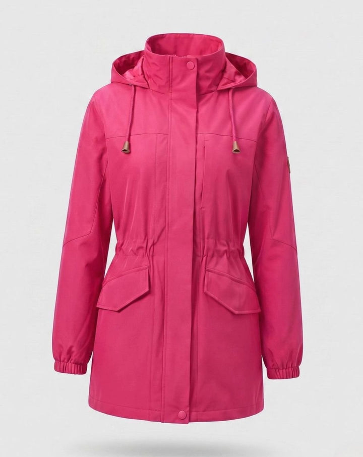 Dames Waterafstotende Parka met Capuchon en Taillekoordje - Dames Magenta